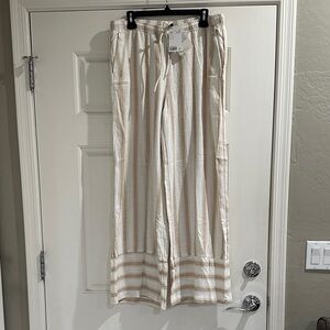 Divided Cream and Tan Striped Wide Leg Pants